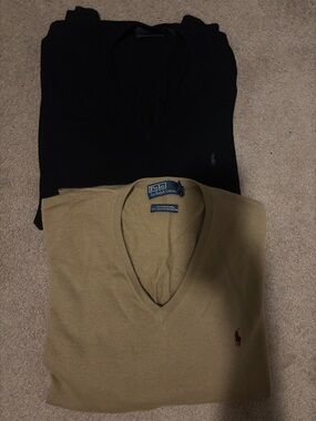 Ralph Lauren Men's V-Neck Sweaters - Black & Tan